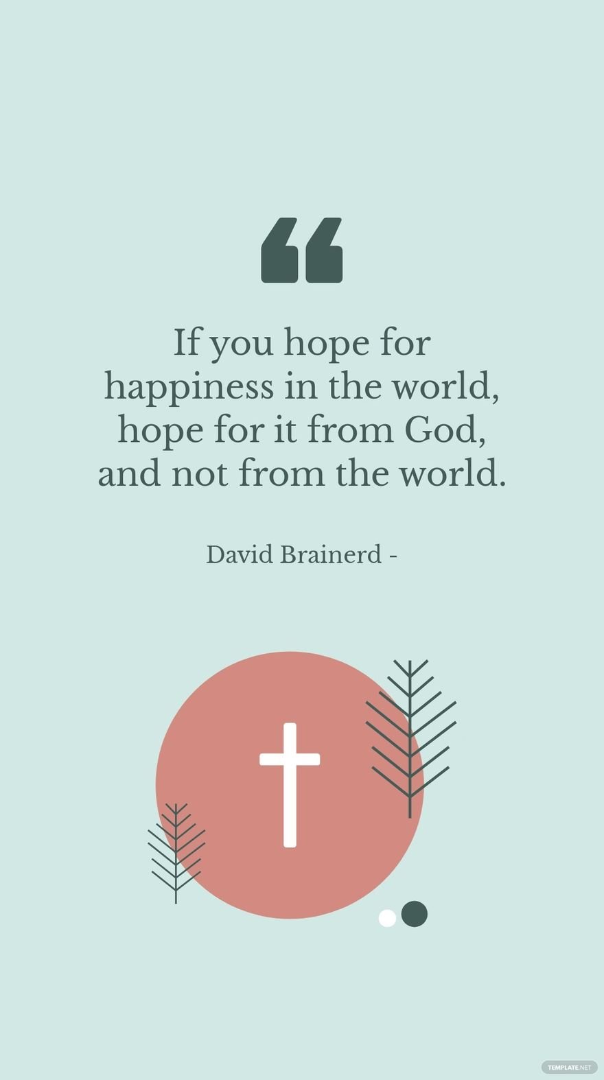 David Brainerd - If you hope for happiness in the world, hope for it from God, and not from the world.
