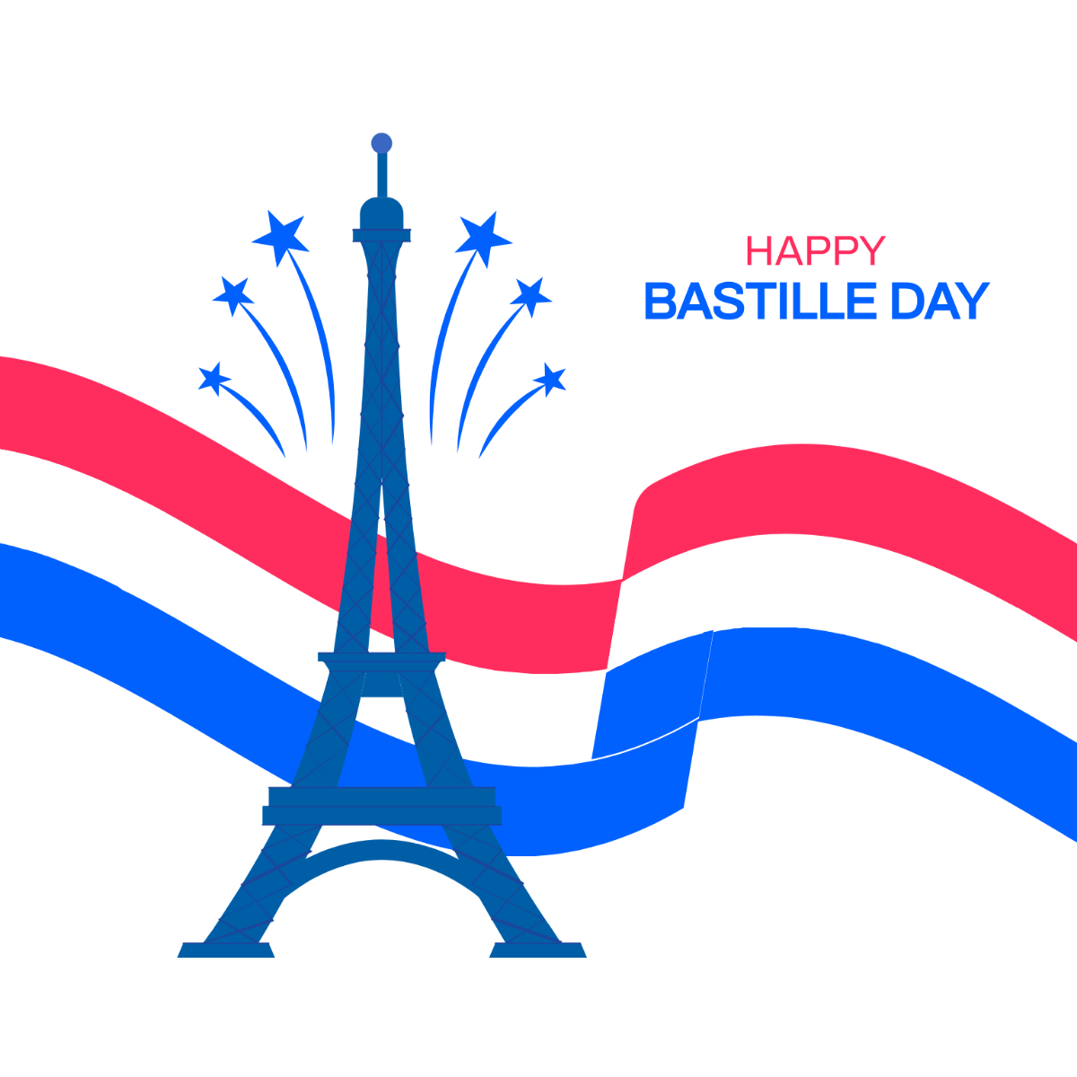 Happy Bastille Day Clipart Template