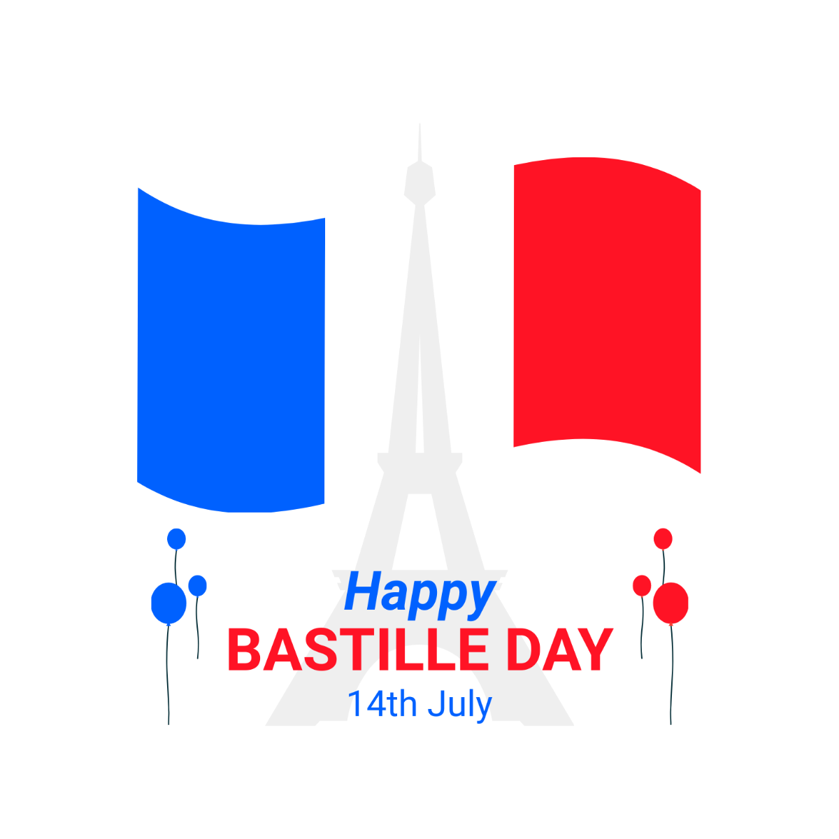 Free Bastille Day Flag Clipart Template