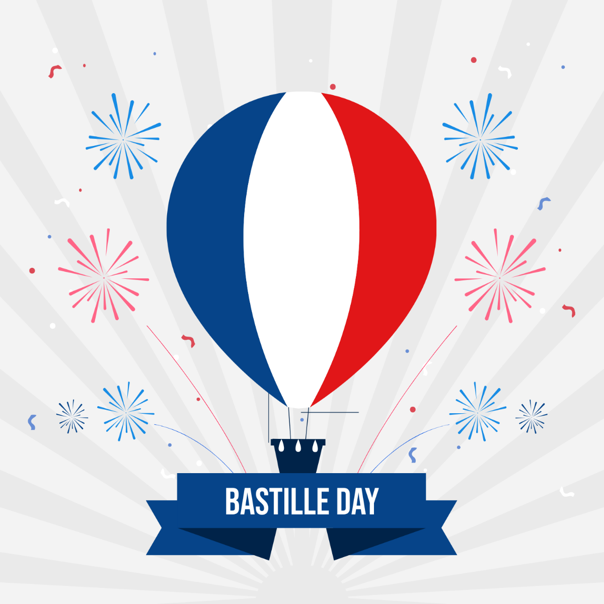 Free Bastille Day Fireworks Clipart Template