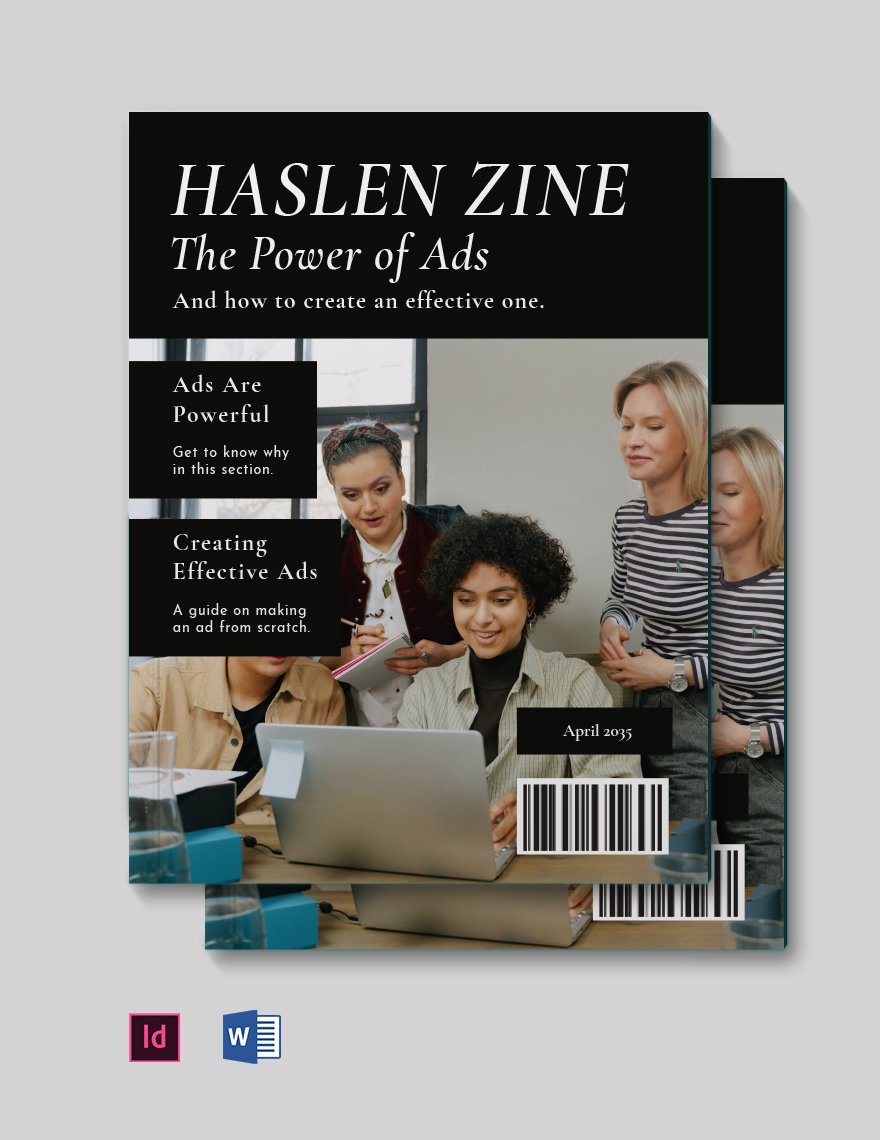 Ad Zine Template in Word, InDesign