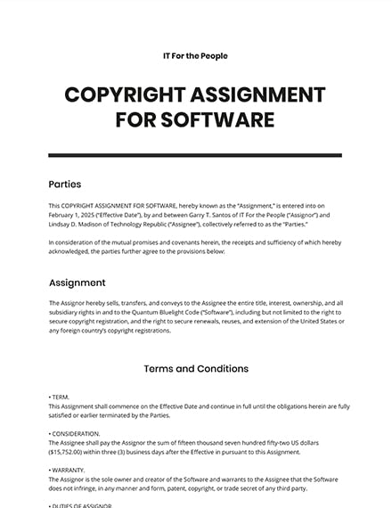assignment of copyright agreement
