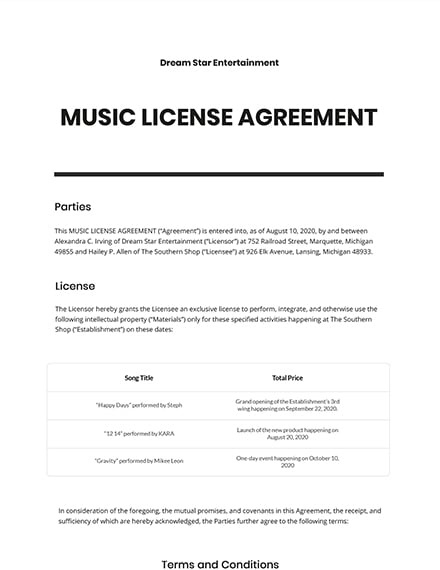 music agreement