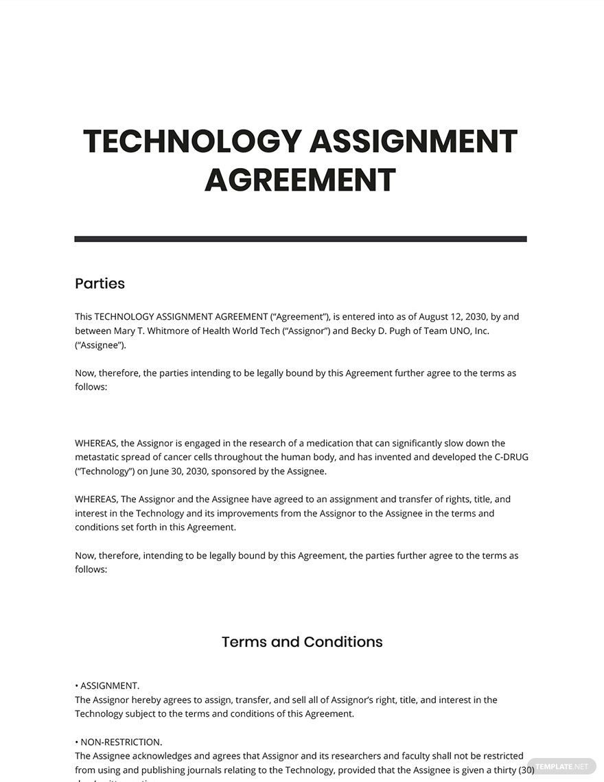 Technology Assignment Agreement Template