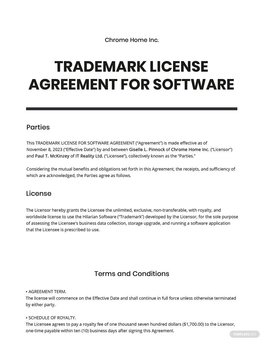 Software Royalty Agreement Template - Google Docs, Word, Apple Pages ...