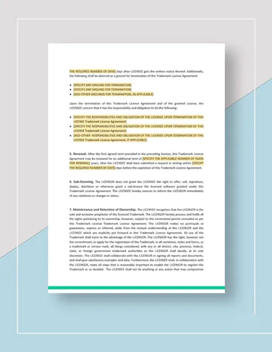 Trademark License Agreement For Software Template Google Docs, Word