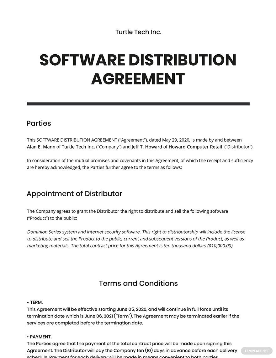 Software Distribution Agreement Template