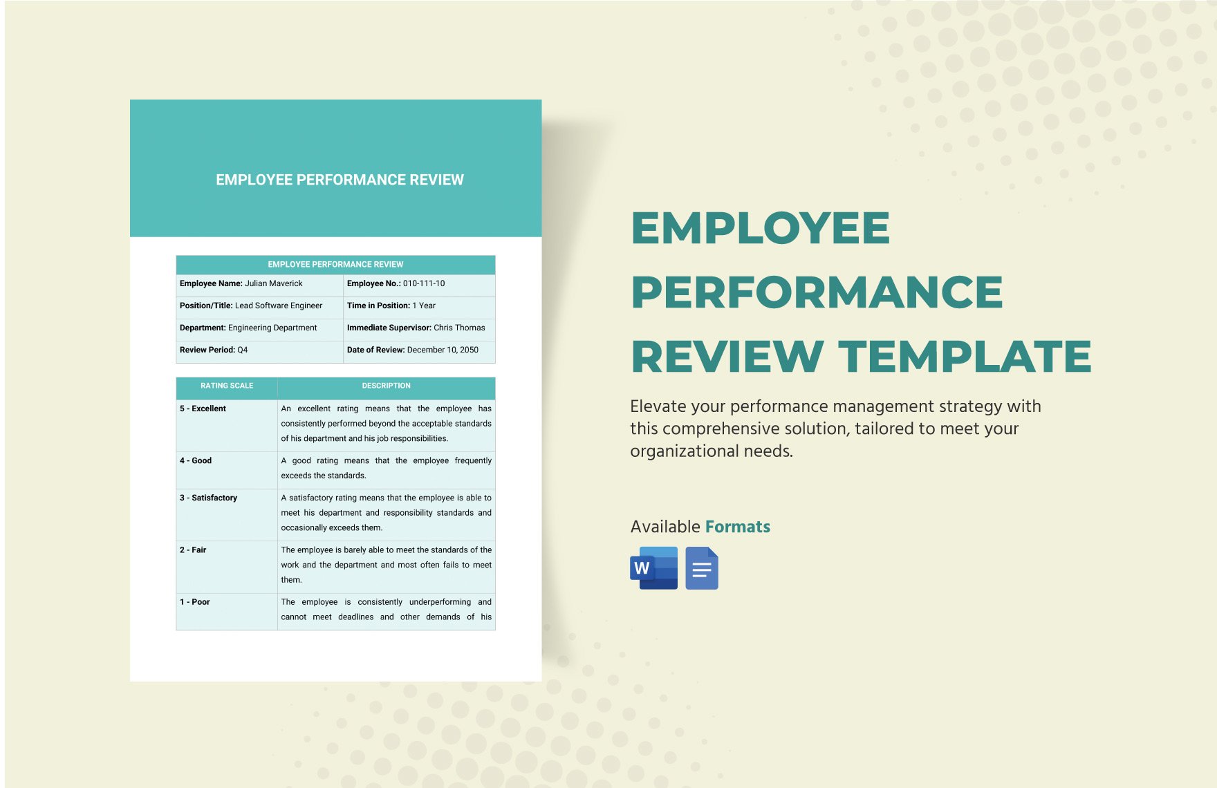 Employee Performance Review Template in Word, Google Docs