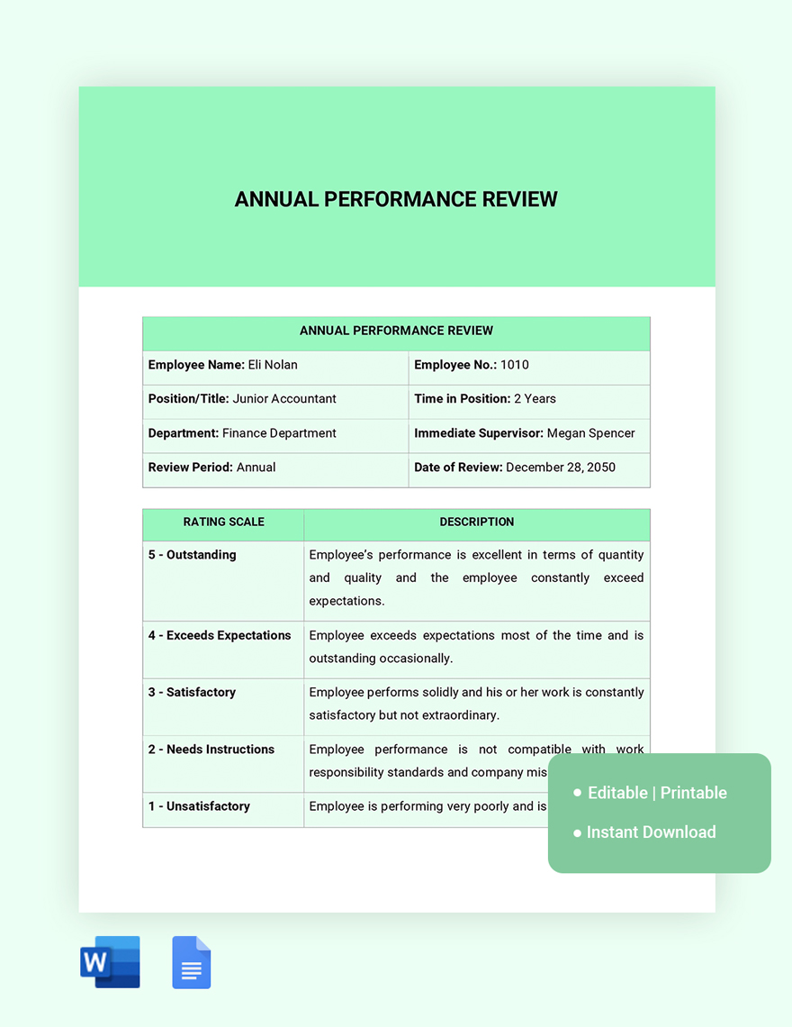 CEO Performance Review Template Google Docs Word Template Net   Annual Performance Review Template 9j08y 