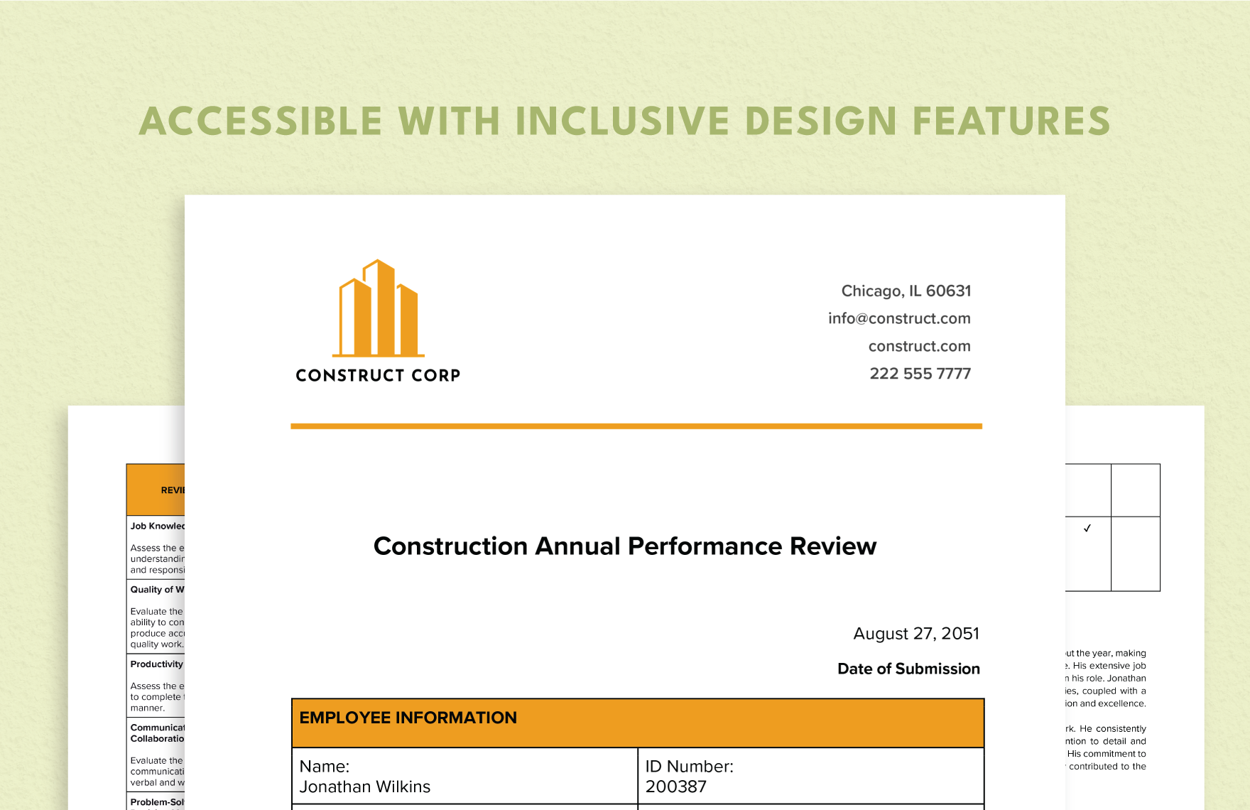Construction Annual Performance Review Template