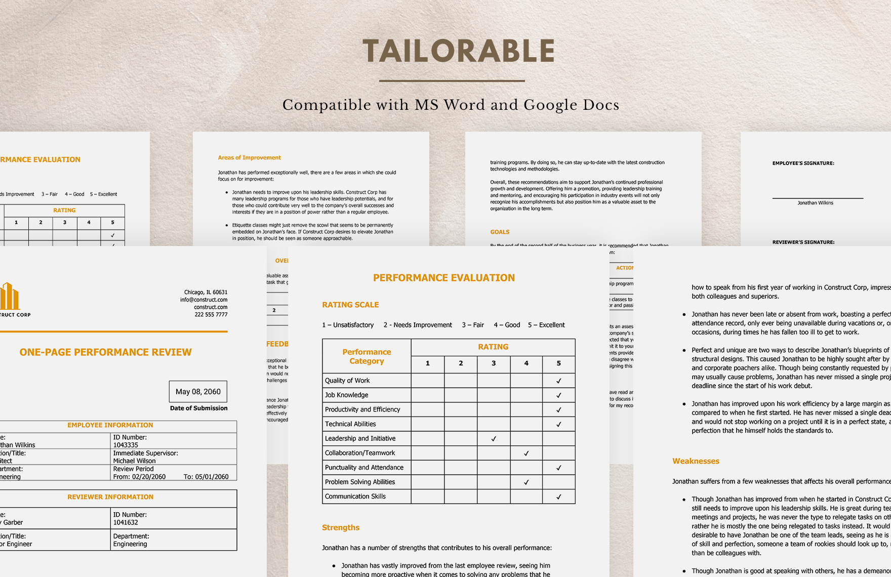One-page Performance Review Template