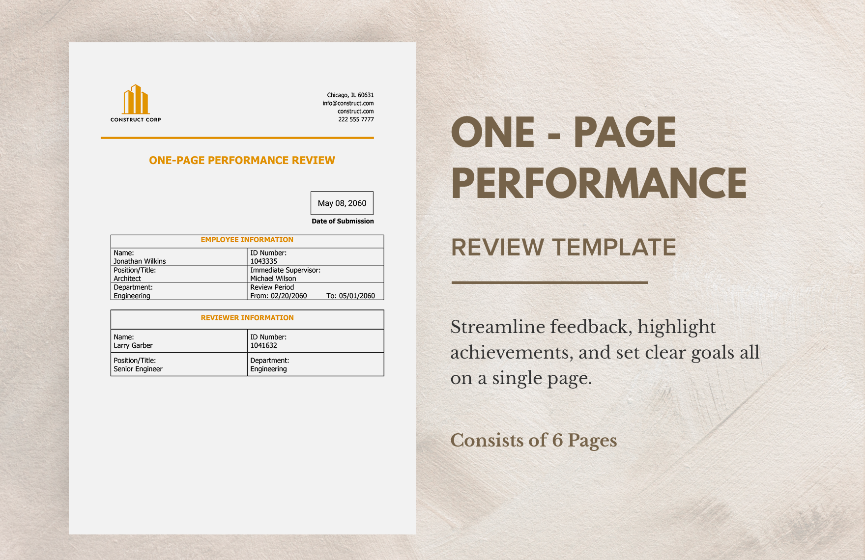 One-page Performance Review Template