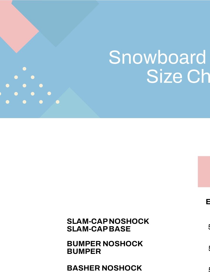 Free Youth Snowboard Size Chart PDF