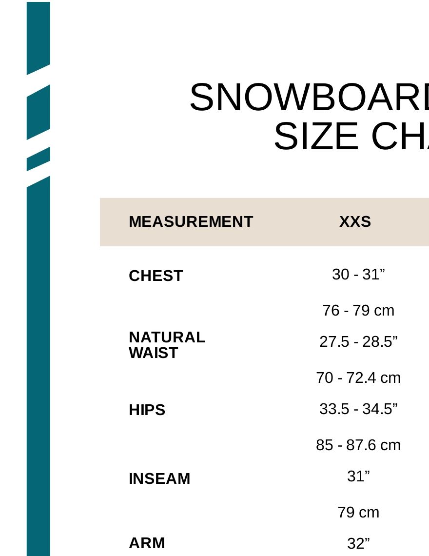 Snowboard Pants Size Chart - PDF | Template.net