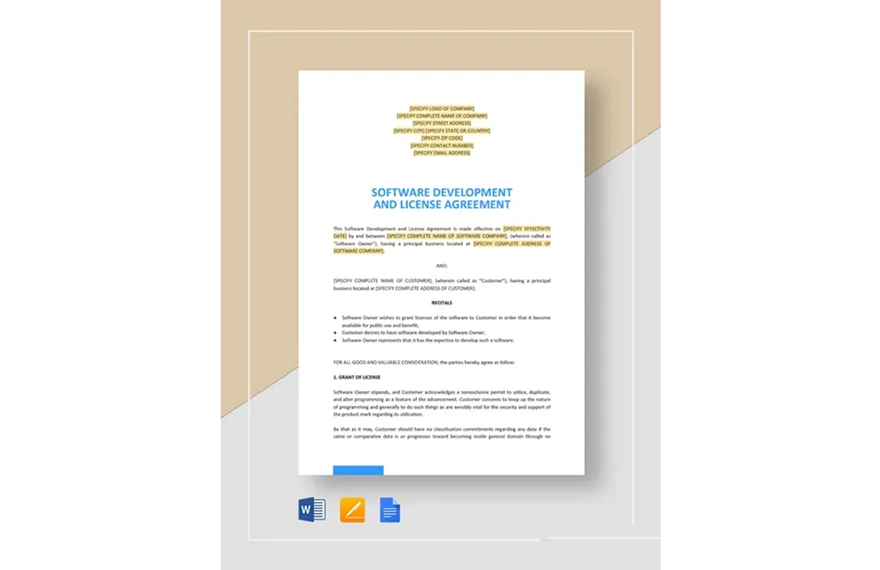 Software Development and License Agreement Template