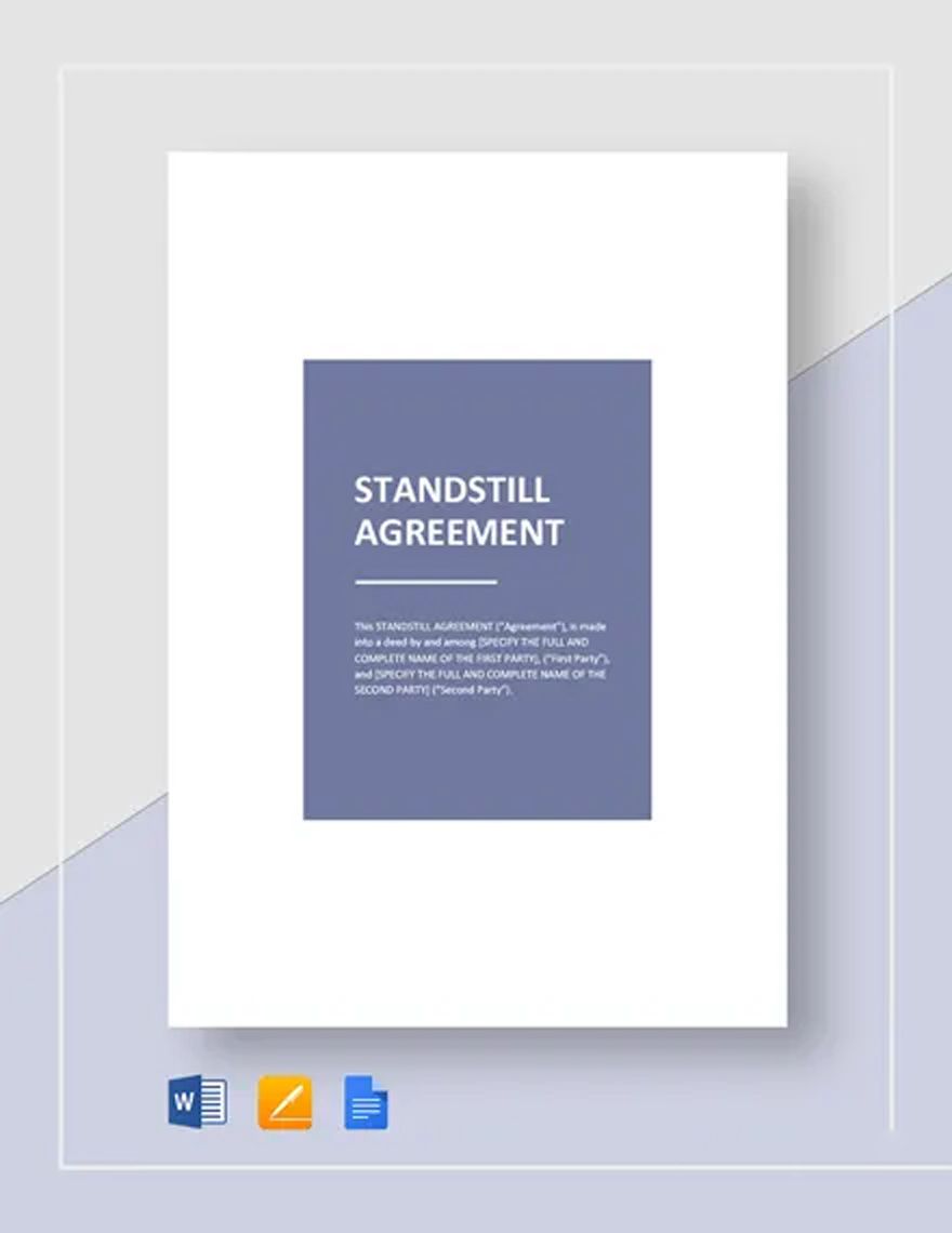 Standstill Agreement Template in Pages, Word, Google Docs Download