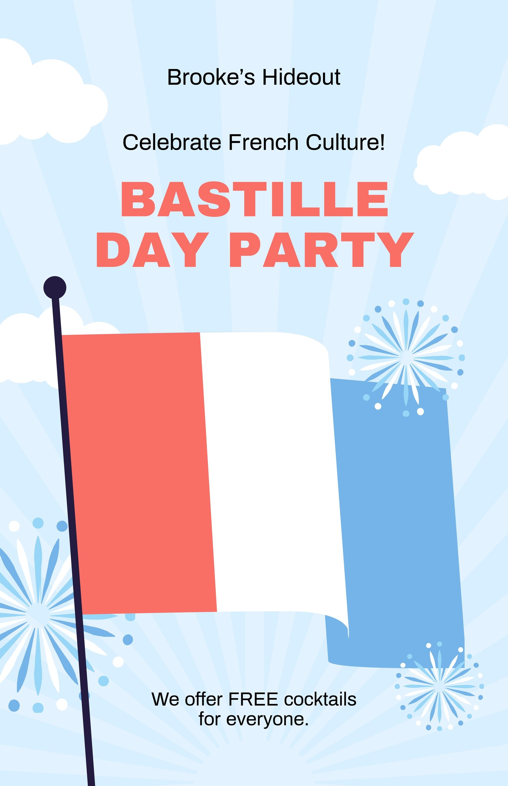 Free Bastille Day Party Poster in Word, Illustrator, PSD, Apple Pages, Publisher