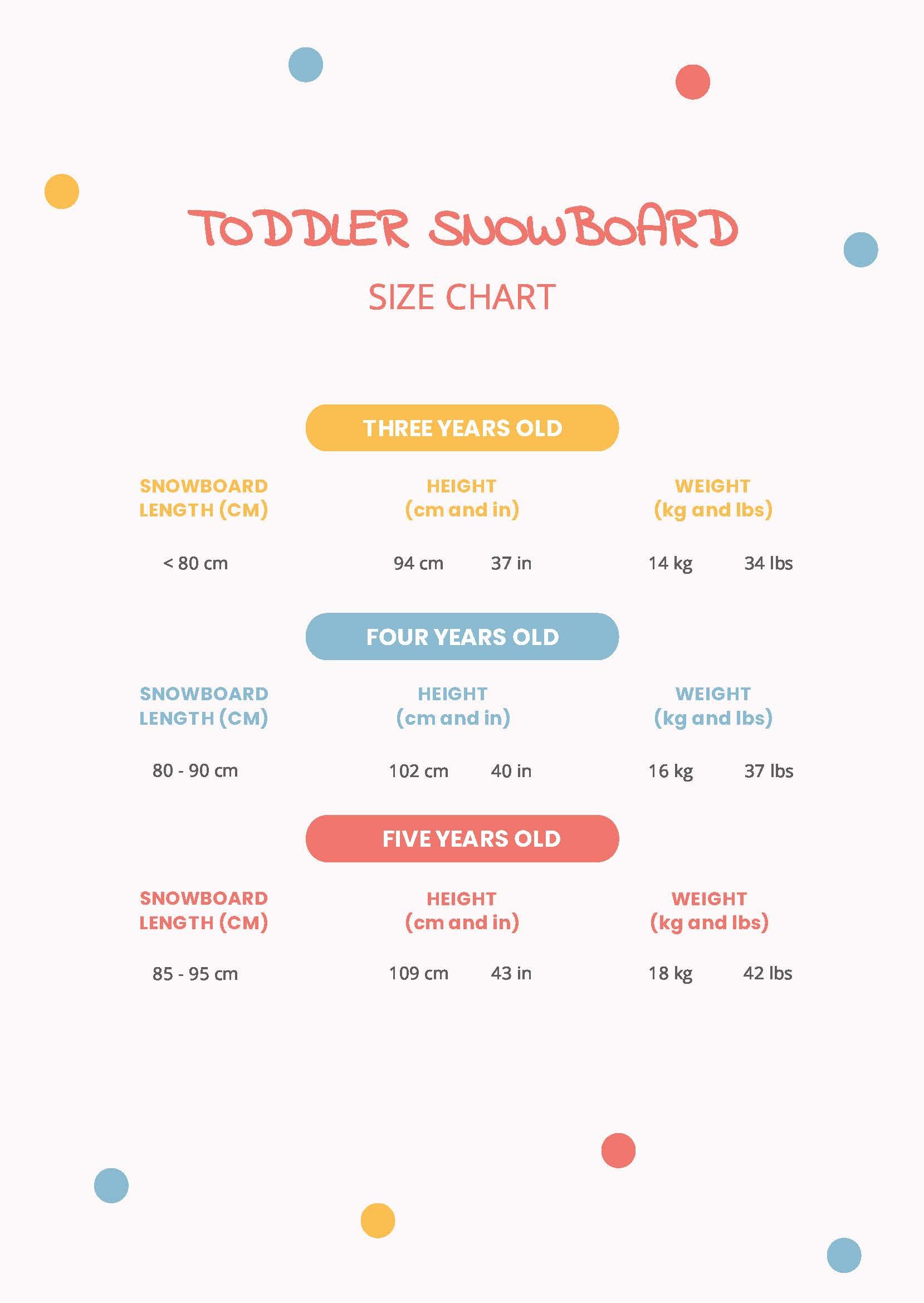 Toddler Snowboard Size Chart