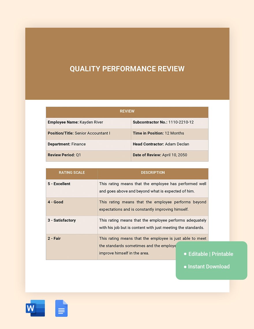 Quality Performance Review Template