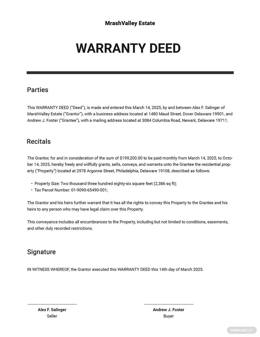 Warranty Deed Template