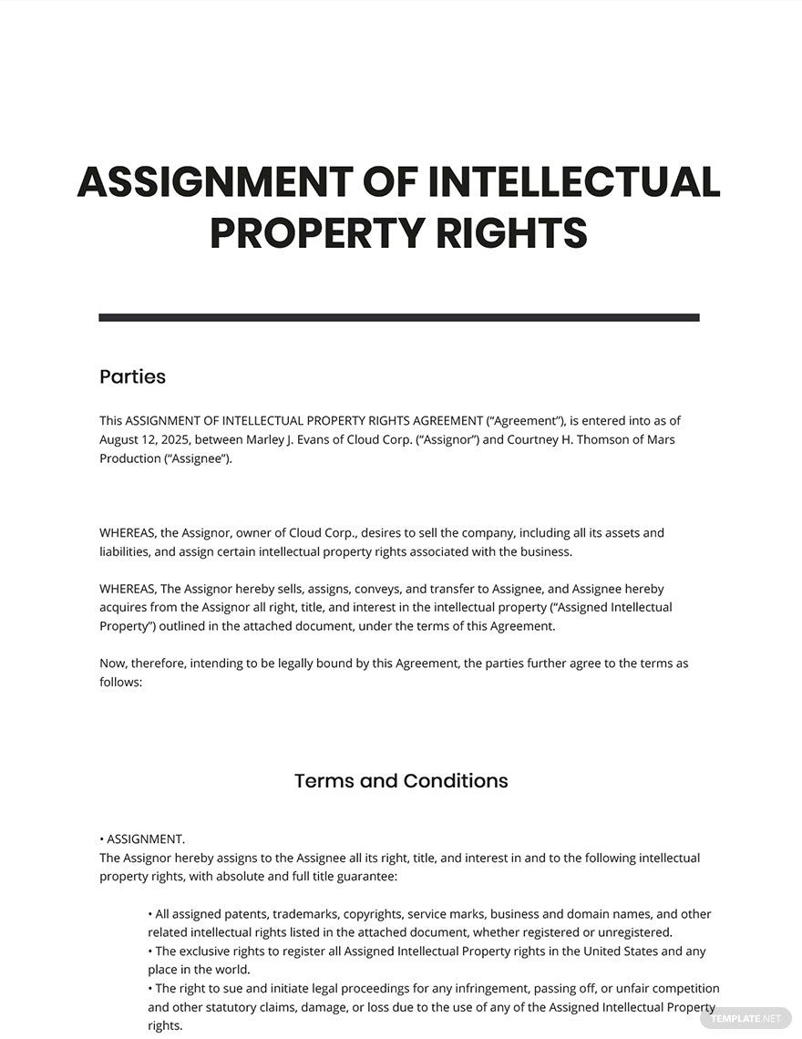Assignment of Intellectual Property Rights Template
