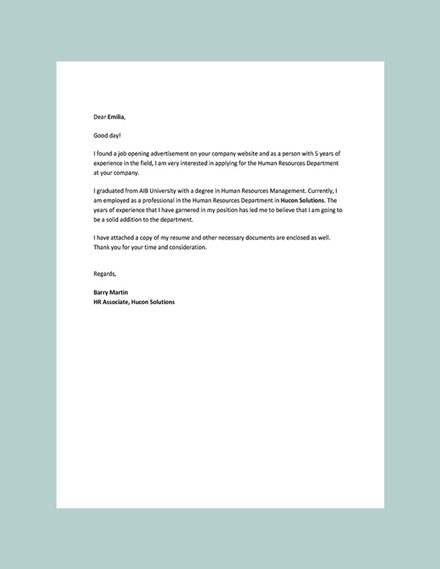 Simple Resume Cover Letter Template - Google Docs, Word | Template.net