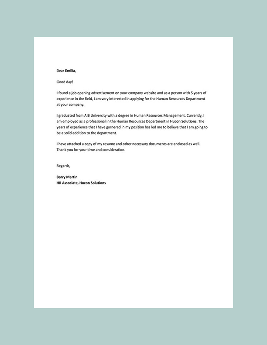 Experienced Hr Resume Cover Letter Template