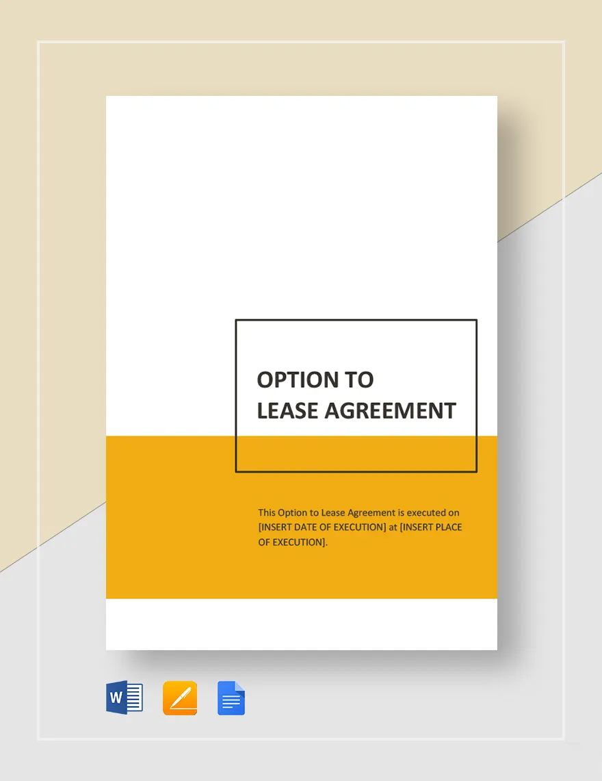 Option to Lease Agreement Template