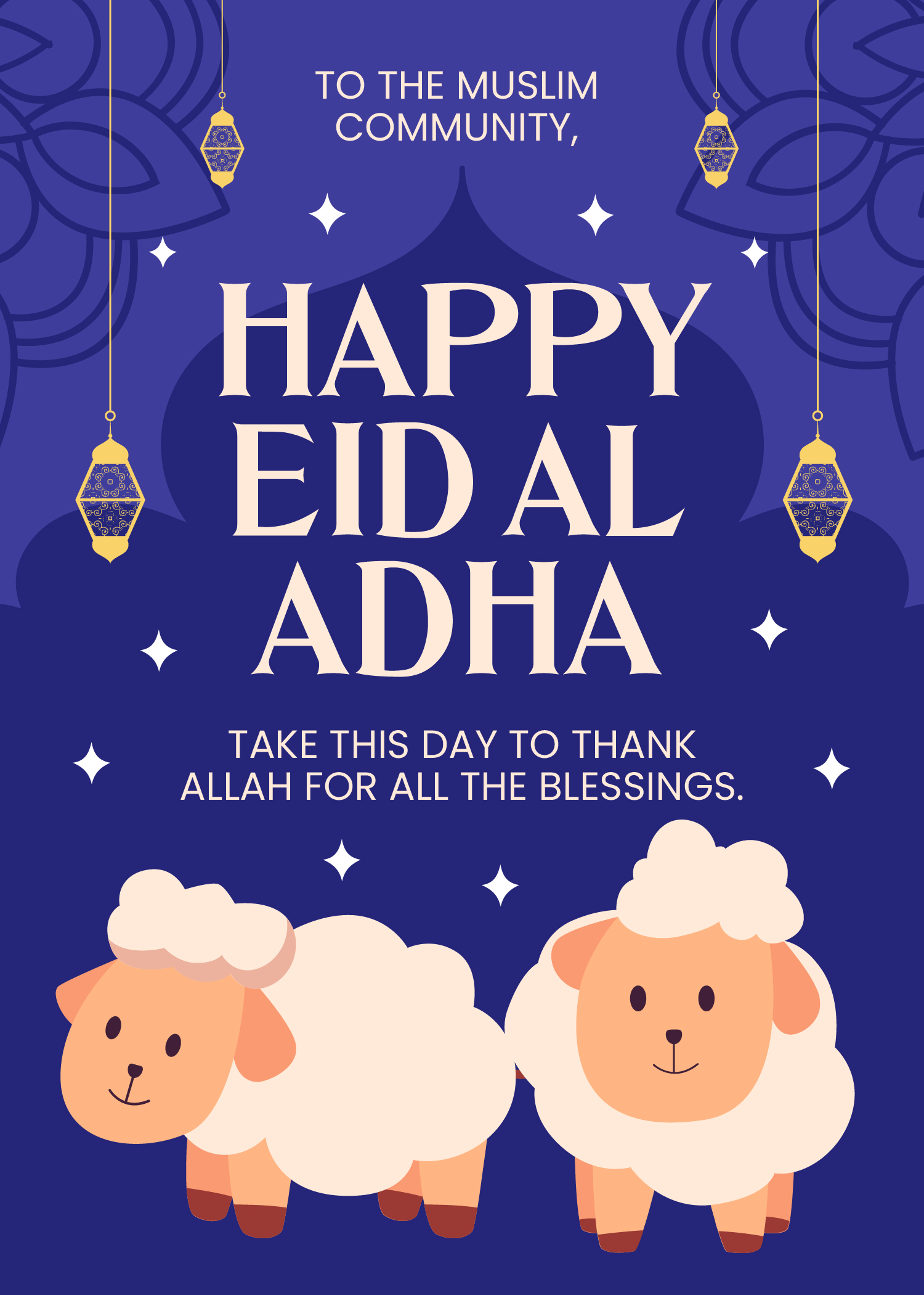 Creative Eid Al Adha Card In PSD Illustrator Word Publisher Google 