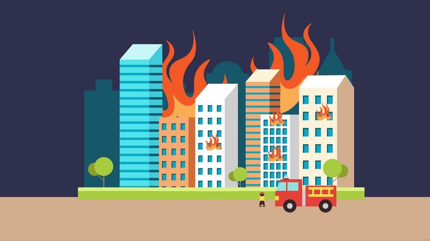 City On Fire Background in Illustrator, EPS, SVG