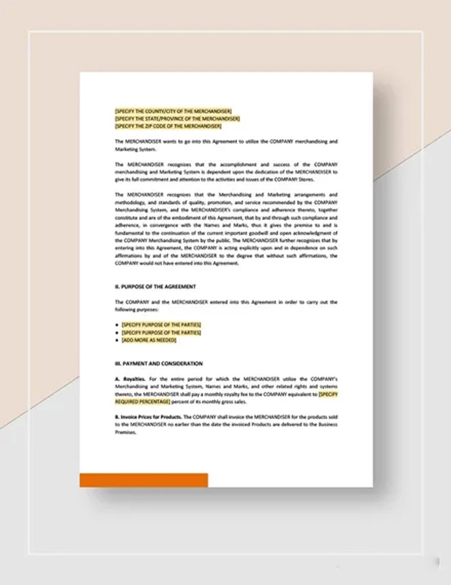 Merchandising and Marketing Agreement Template