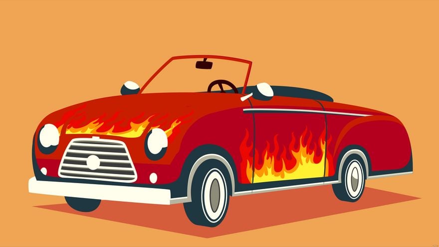 Free Car On Fire Background in Illustrator, EPS, SVG