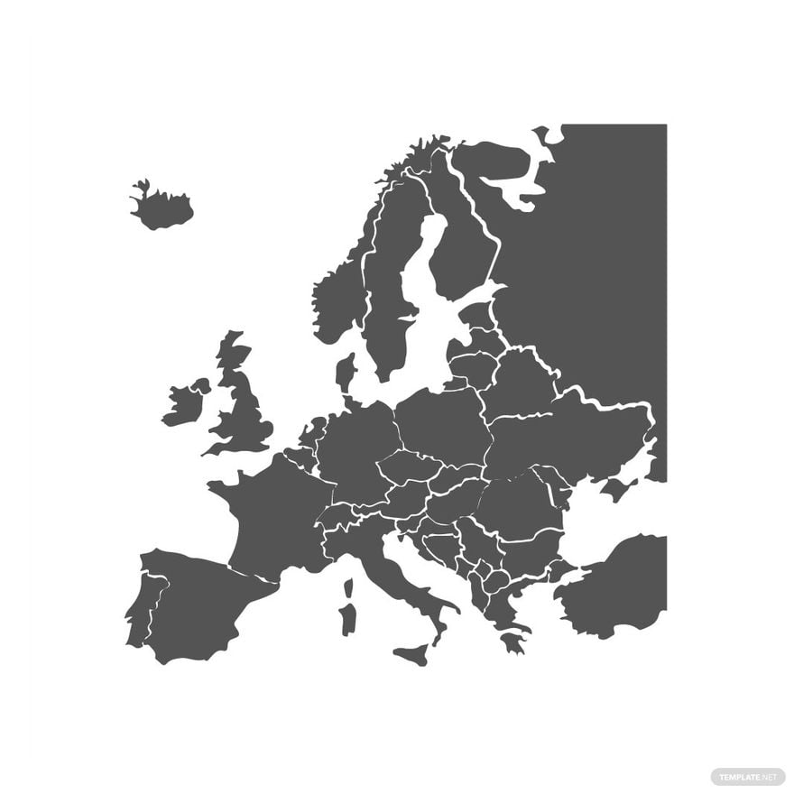 Grey Europe Map Clipart in Illustrator