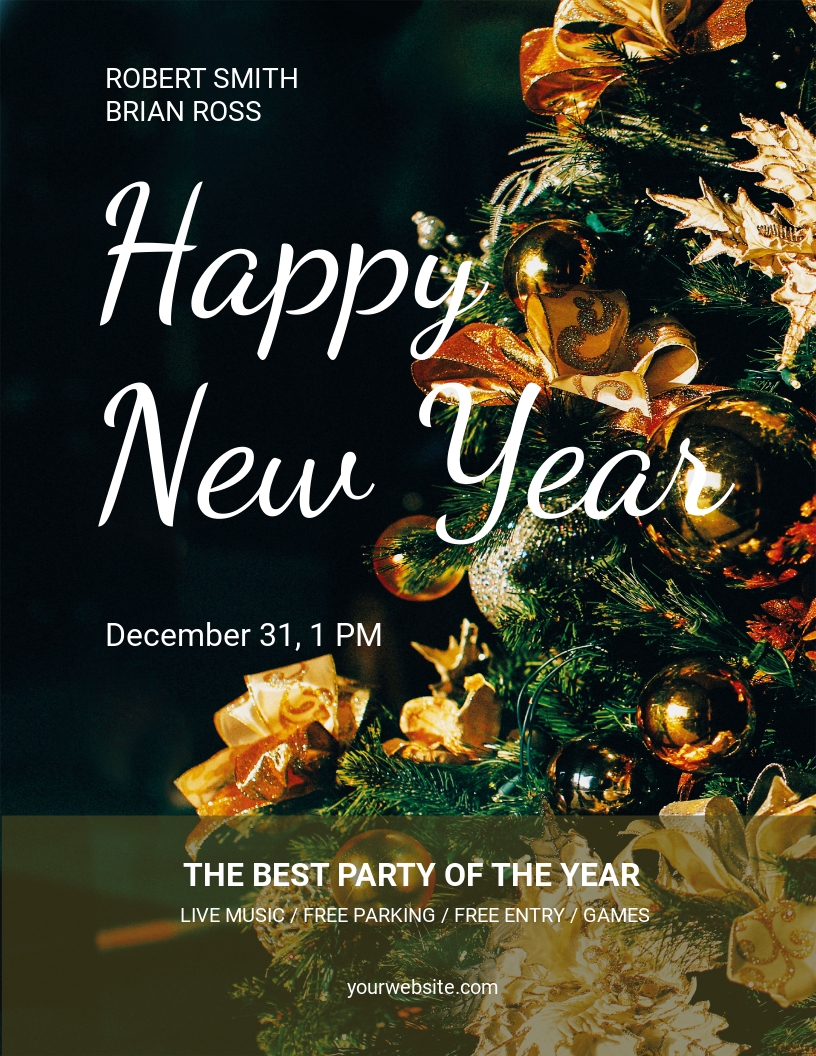 New Year Party Event Flyer Template Illustrator, Word, Apple Pages