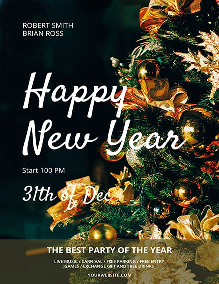 happy new year party flyer template