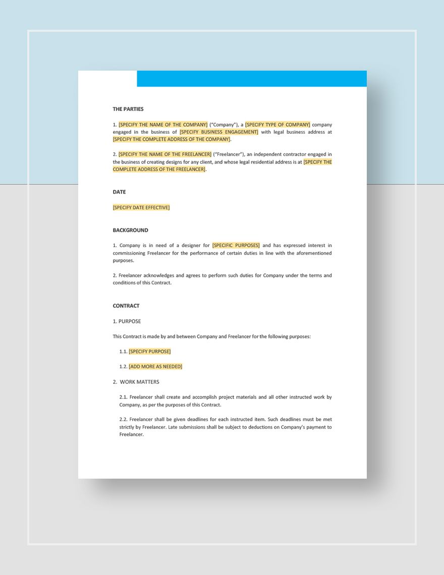 Freelance Design Contract Template