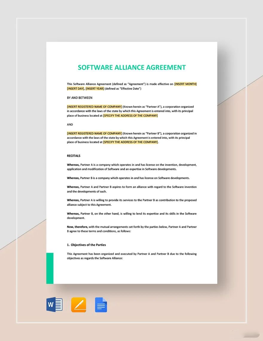 Software Alliance Agreement Template