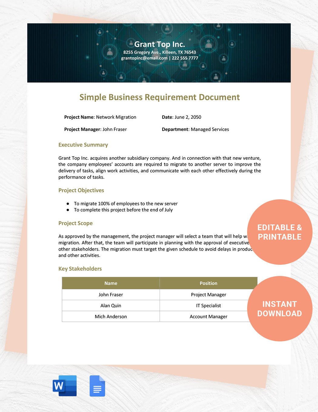 Simple Business Requirements Document Template