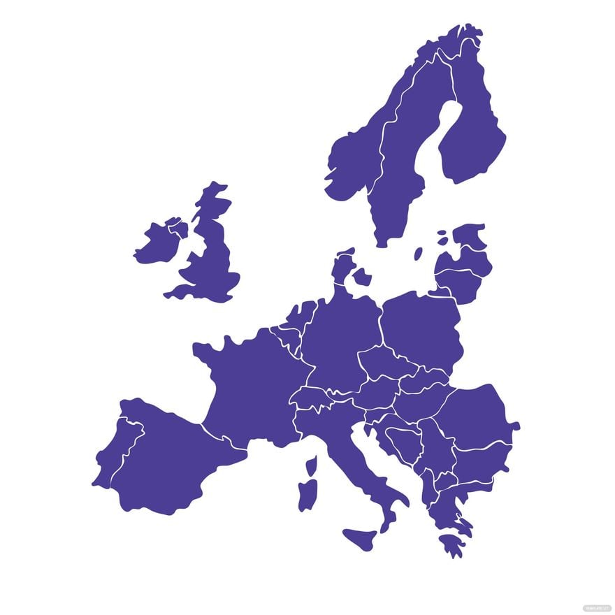 Europe Border Map clipart in Illustrator, EPS, SVG, JPG, PNG
