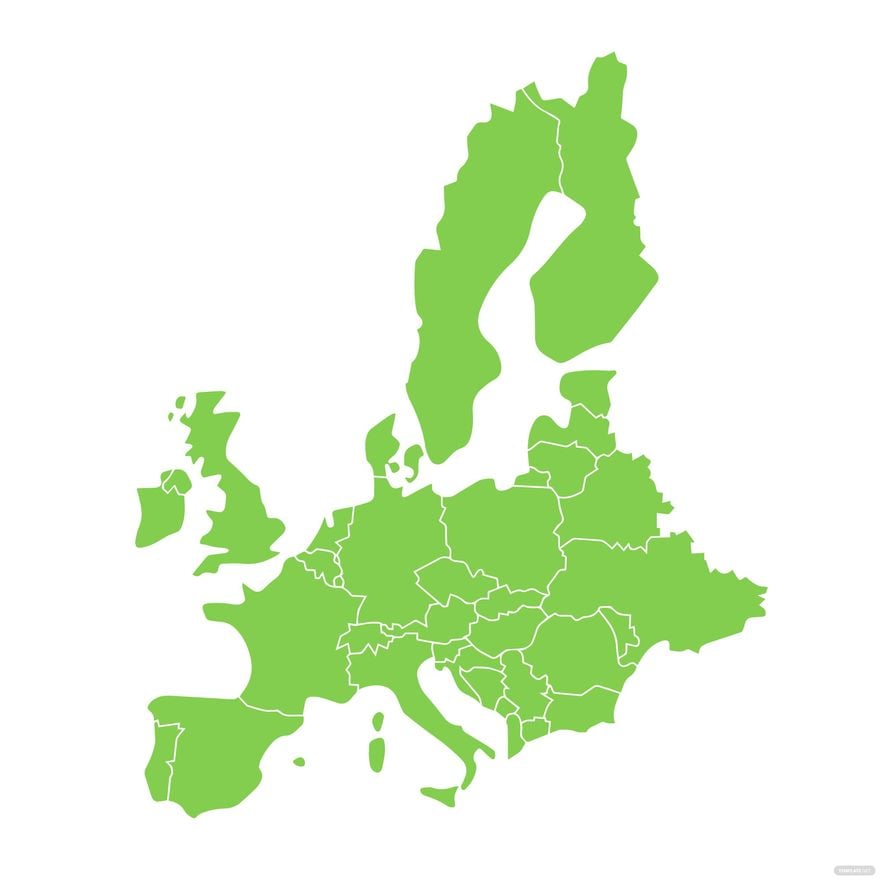 Green Europe Map Clipart in Illustrator, EPS, SVG, JPG, PNG