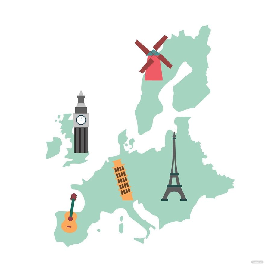 Free Cartoon Europe Map clipart in Illustrator, EPS, SVG, JPG, PNG