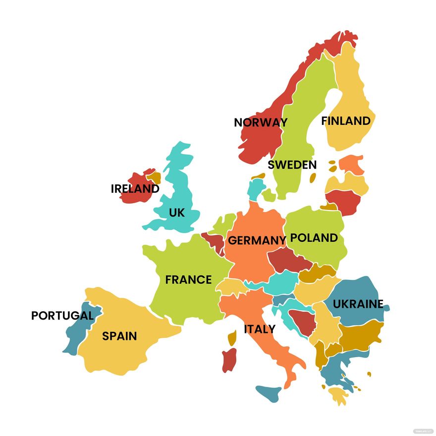 Political Europe Map Clipart in Illustrator, EPS, SVG, JPG, PNG