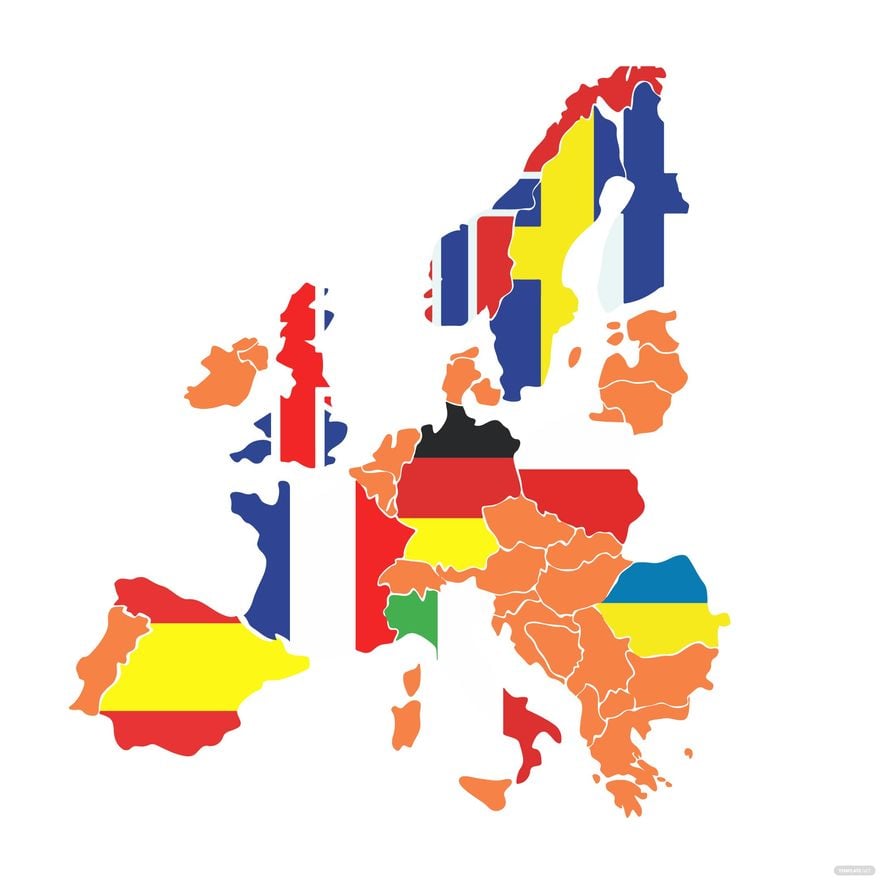 Europe Map With Flag Clipart