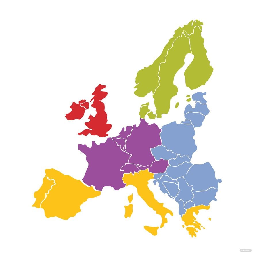 Europe Map With Regions Clipart in Illustrator, EPS, SVG, JPG, PNG