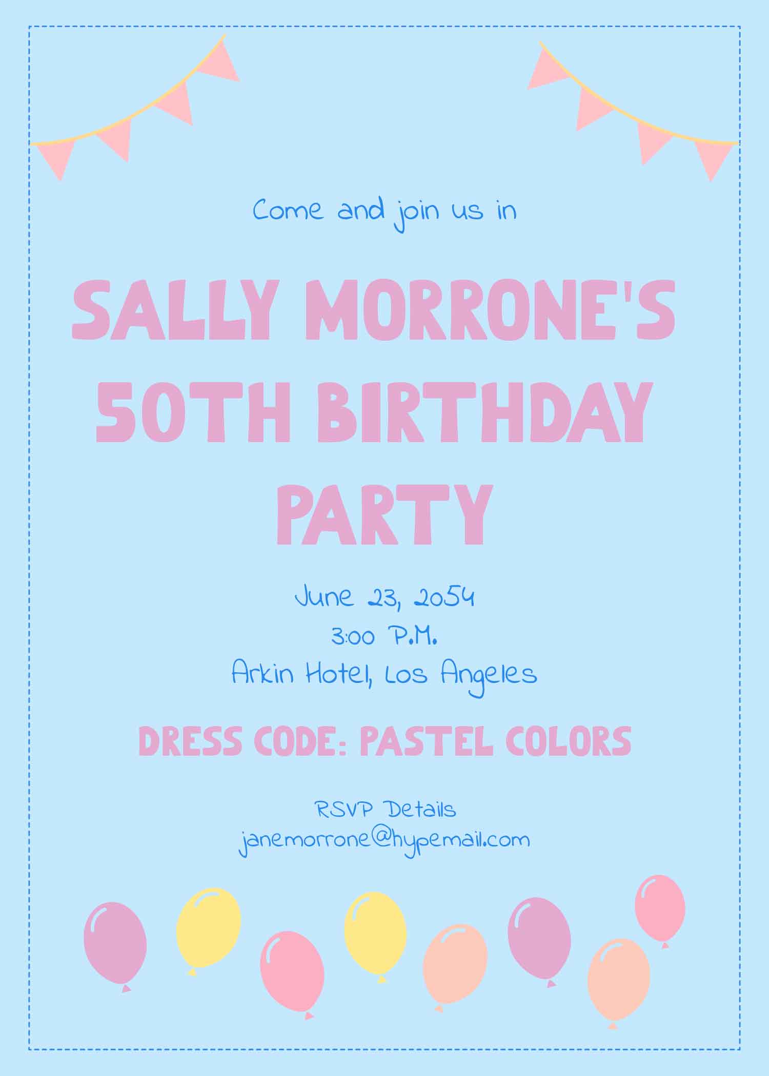 Simple 50th Birthday Invitation in Word, Google Docs, Illustrator, PSD, Apple Pages, Publisher