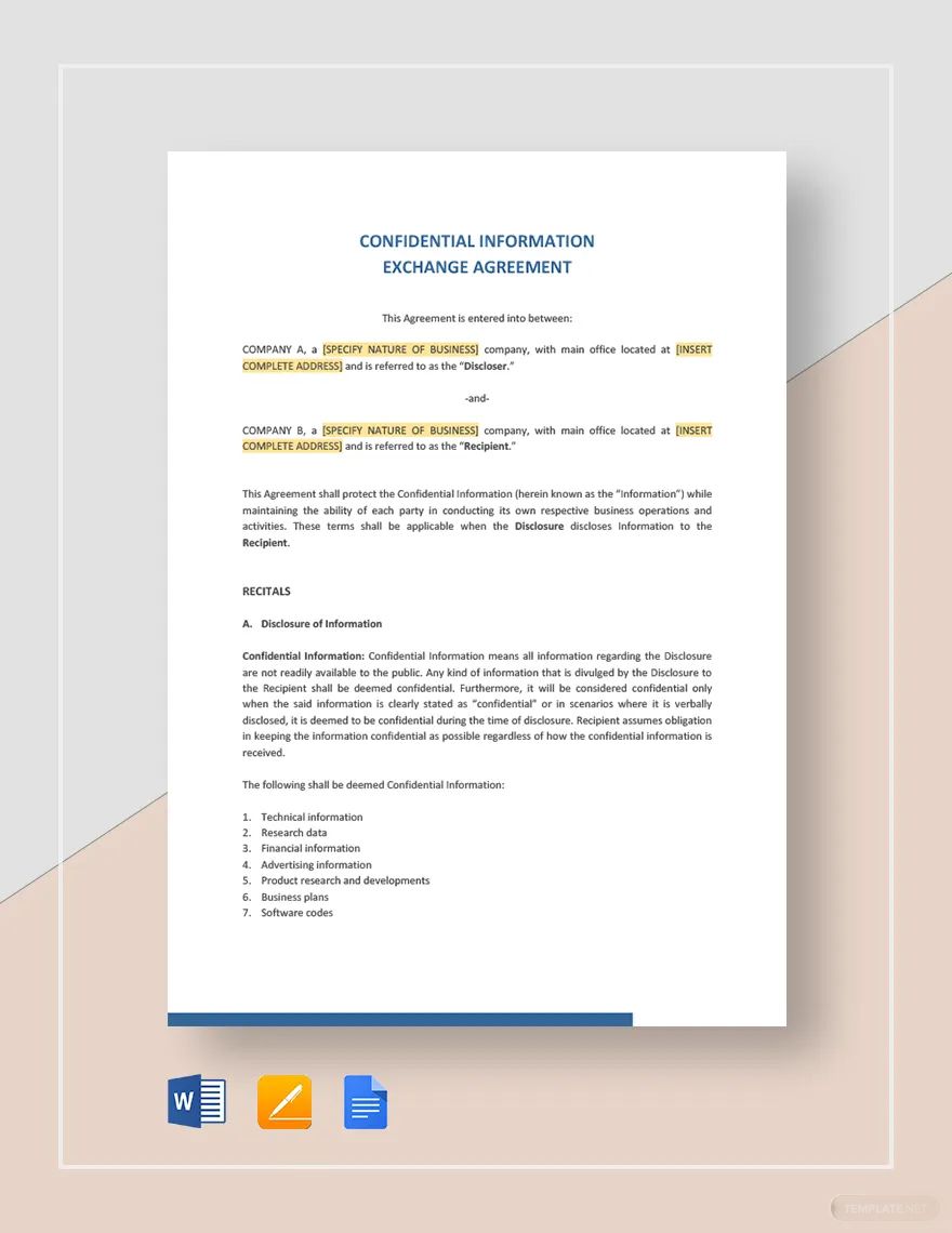 Confidential Information Exchange Agreement Template