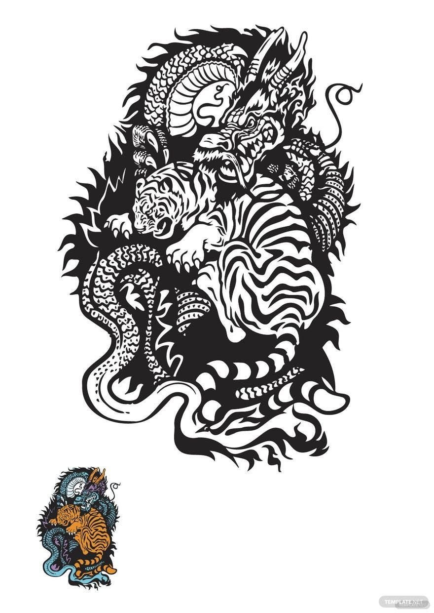Oriental Tiger Coloring Page in PDF, JPG
