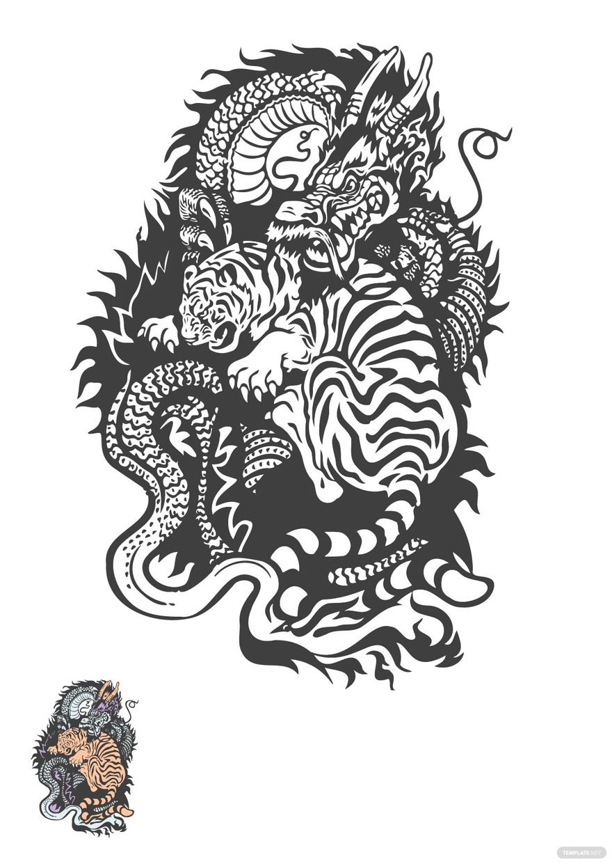 Vintage Tiger Coloring Page in PDF, JPG