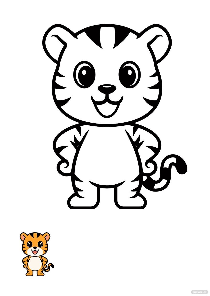 Tiger Cub Coloring Page in PDF, JPG