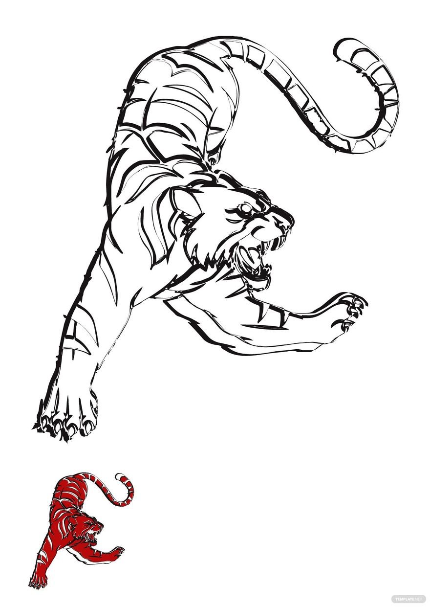 Dragon Tiger Coloring Page in PDF, JPG